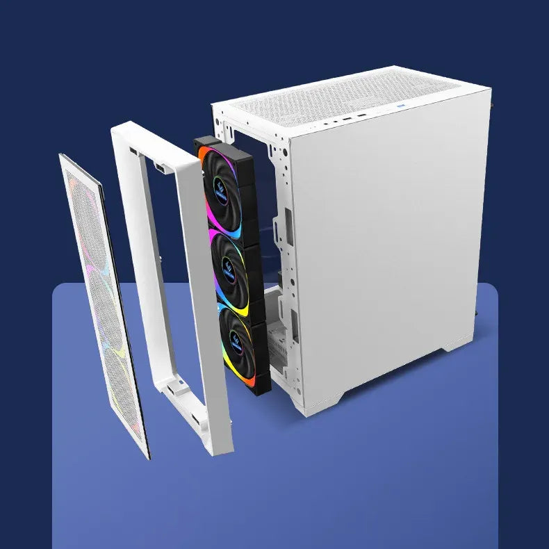Aurora ATX/M-ATX/ITX Gaming PC Desktop Computer Case White with Side Tempered Glass Panels with 6 Fan Support Aurora ATX/M-ATX/ITX Gaming PC Desktop Computer Case White with Side Tempered Glass Panels with 6 Fan Support